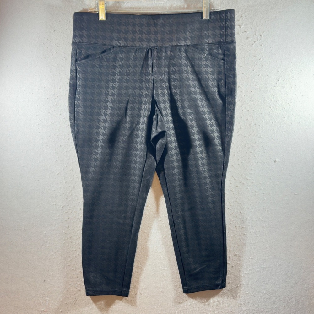 1373 | Torrid Studio Houndstooth Pull On‎ Pocket Pixie Pants Black Womens 0R
